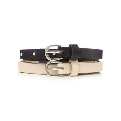 Pack of two black and cream belts